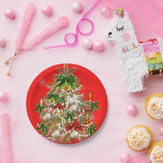 kerstboomtablet papieren bordje (Feest)