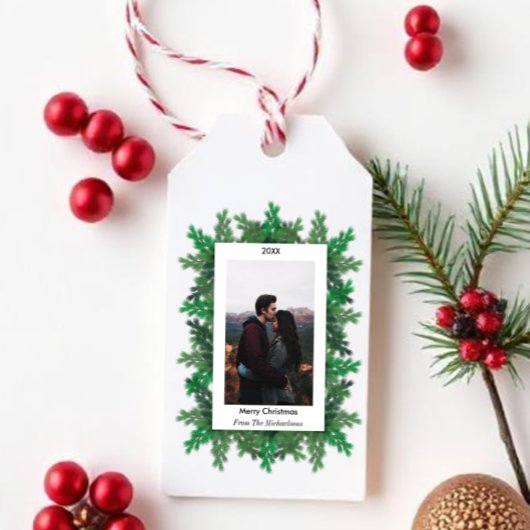 Kerstboomtak Foto Cadeaulabel