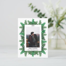 Kerstboomtak Foto Feestdagenkaart