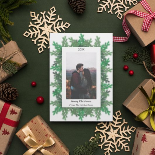 Kerstboomtak Foto Feestdagenkaart