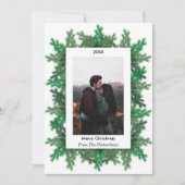 Kerstboomtak Foto Feestdagenkaart (Voorkant)