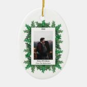Kerstboomtak Foto Keramisch Ornament (Voorkant)