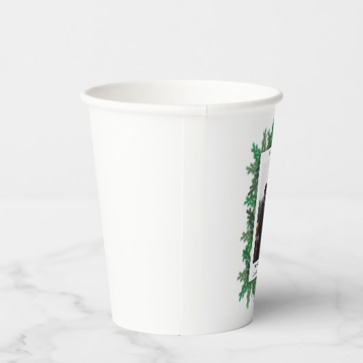 Kerstboomtak Foto Papieren Bekers (Rechts)