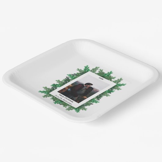 Kerstboomtak Foto Papieren Bordje (Gebogen)