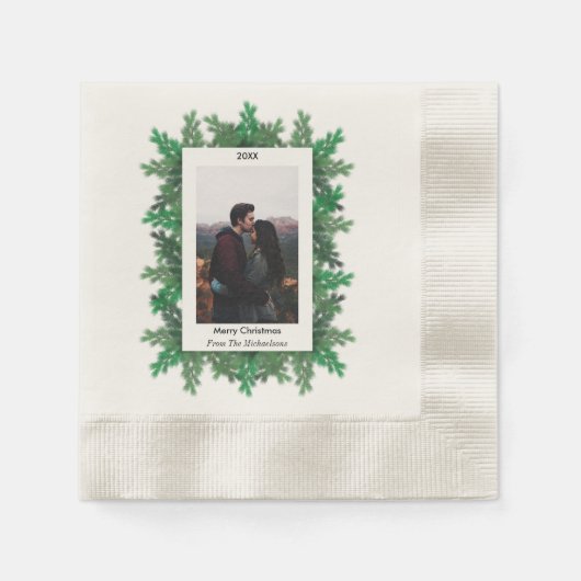 Kerstboomtak Foto Servet (Voorkant)