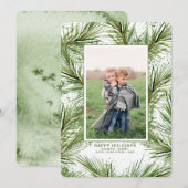 Kerstboomtak Holiday Foto Feestdagenkaart (Voorkant / Achterkant)