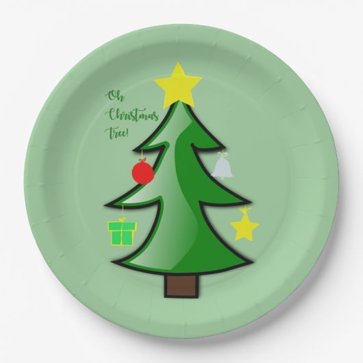 kerstboomtak op een papieren bordje (Voorkant)