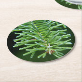 kerstboomtak ronde kartonnen onderzetter (Gebogen)
