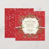 Kerstboomtak Snowflakes Holiday Party Kaart (Voorkant / Achterkant)