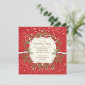 Kerstboomtak Snowflakes Holiday Party Kaart (Staand voorkant)