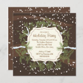 Kerstboomtak Snowflakes Holiday Party Kaart (Voorkant / Achterkant)