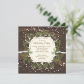 Kerstboomtak Snowflakes Holiday Party Kaart (Staand voorkant)