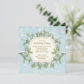 Kerstboomtak Snowflakes Holiday Party Kaart (Staand voorkant)