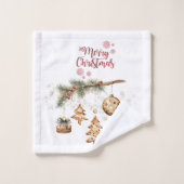 Kerstboomtak, versiering, sterren bad handdoek (Wasdoekje)