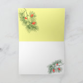 Kerstboomtak Vintage Kunst Kaart (Binnen)