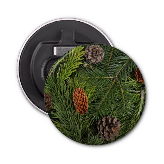 kerstboomtakken button flesopener (Voorkant)