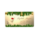 Kerstboomtakken, Deer Santa Hat Etiket (Voorkant)