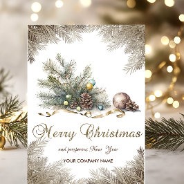 Kerstboomtakken, dennenappels, ballen Bedrijfsleve Feestdagen Kaart