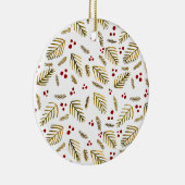 Kerstboomtakken en bessen - ambergeel keramisch ornament (Rechts)