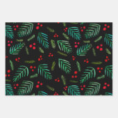 Kerstboomtakken en bessen - donker inpakpapier vel (Voorkant 2)