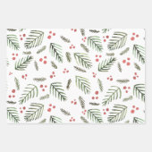 Kerstboomtakken en bessen -  inpakpapier vel (Voorkant)