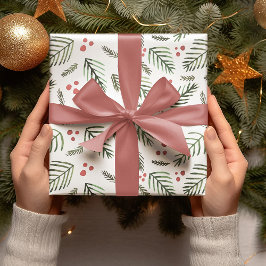 Kerstboomtakken en bessen -  inpakpapier vel