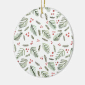 Kerstboomtakken en bessen -  keramisch ornament (Links)