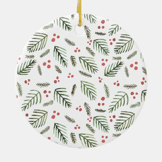 Kerstboomtakken en bessen - keramisch ornament (Achterkant)