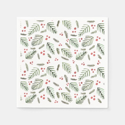 Kerstboomtakken en bessen -  servet (Voorkant)