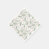 Kerstboomtakken en bessen -  servet (Hoek)