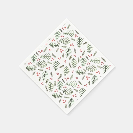 Kerstboomtakken en bessen - servet (Hoek)