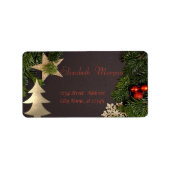 Kerstboomtakken, goudbomen, ster etiket (Voorkant)