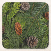 kerstboomtakken kartonnen onderzetters (Voorkant)