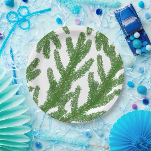 Kerstboomtakken Papieren Bordje (Feest)