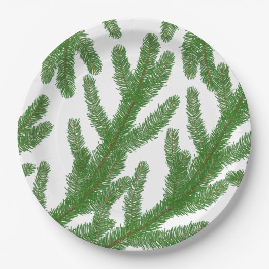 Kerstboomtakken Papieren Bordje (Voorkant)
