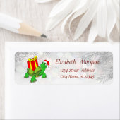 Kerstboomtakken, schildpadden, kerstbont, Cadeau Etiket (Insitu)