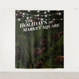 Kerstboomtakken Vakantiefoto Achtergrond Wandkleed