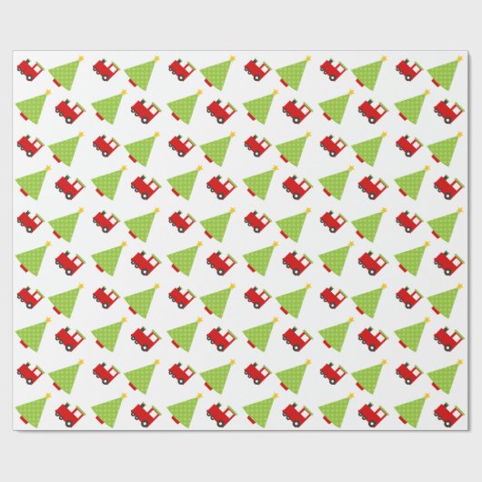 kerstboomtrein cadeaupapier (Vlak)