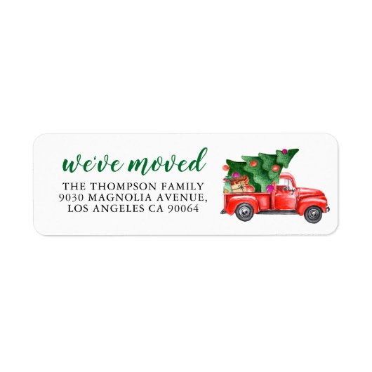 Kerstboomtruck We hebben vakantiebewegingen gemaak Etiket (Voorkant)