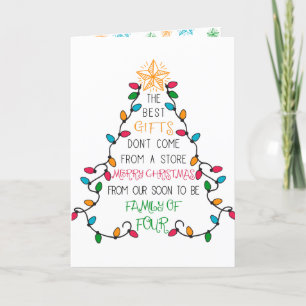 Kerstboomtypografie Binnenkort familie van 4 Feestdagen Kaart