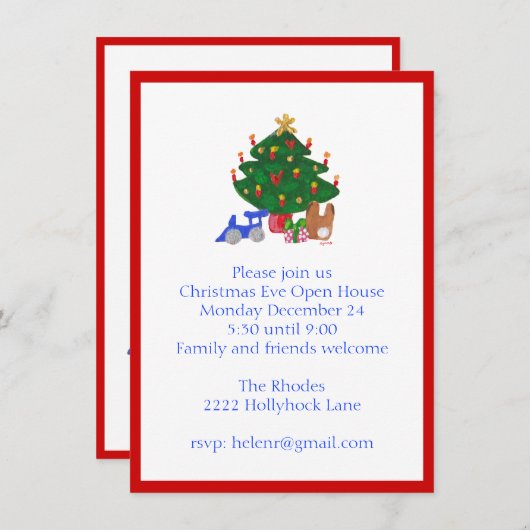 Kerstboomuitnodiging Kaart (Voorkant / Achterkant)