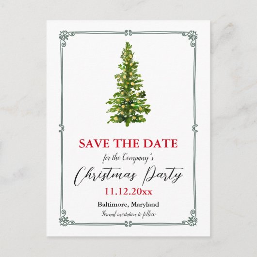 kerstboomvakantie met behoud van de datum aankondigingskaart (Voorkant)
