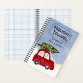 Kerstboomvakantie met rode auto notitieboek (Binnen)