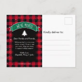  kerstboomvakantie met rode vrachtwagen aankondigingskaart (Achterkant)