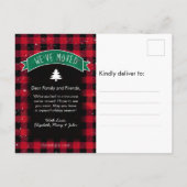  kerstboomvakantie met rode vrachtwagen aankondigingskaart (Achterkant)