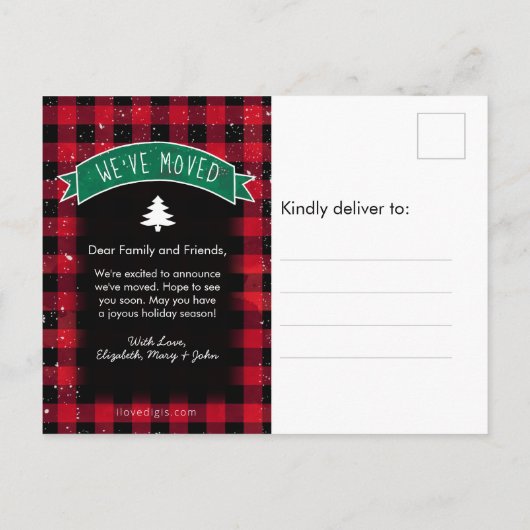  kerstboomvakantie met rode vrachtwagen aankondigingskaart (Achterkant)