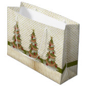 kerstboomvakantie met stripes Polka Dots Groot Cadeauzakje (Voorkant Gekanteld)