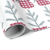 kerstboomvakantie Rode Buffalo-vinkje Cadeaupapier (Rol Hoek)