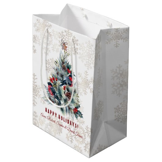 kerstboomvakantie wil monogram medium cadeauzakje (Achterkant Gekanteld)