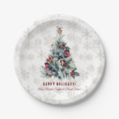 kerstboomvakantie wil monogram papieren bordje (Voorkant)